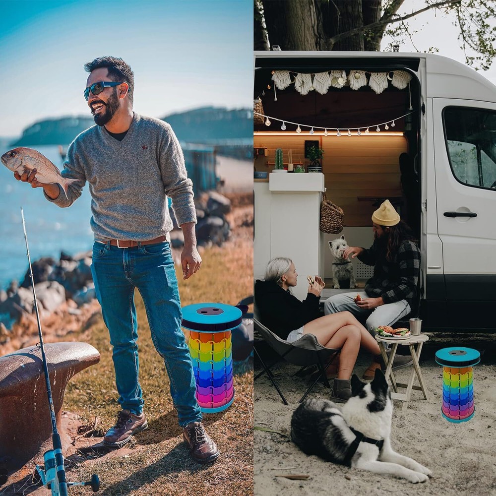 Lightweight Folding Stool Upgraded Collapsible Stool, Retractable Blue