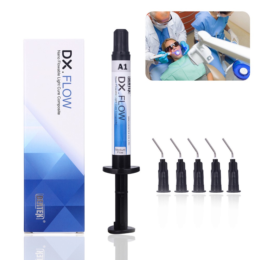 3Pcs Dental Dentex Flowable Light Cure Composite Resin Medium Flow A1 A2 A3 Kit