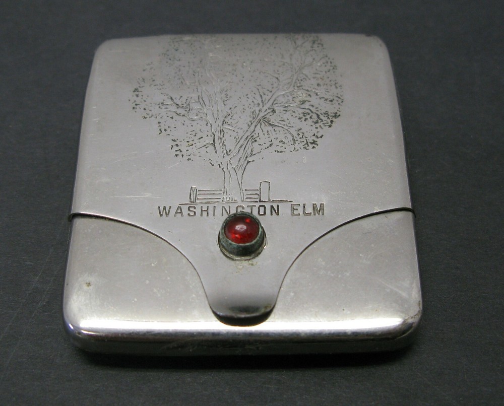 1906 Cambridge Commandery Field Day Souvenir Washington Elm Silver Match Case