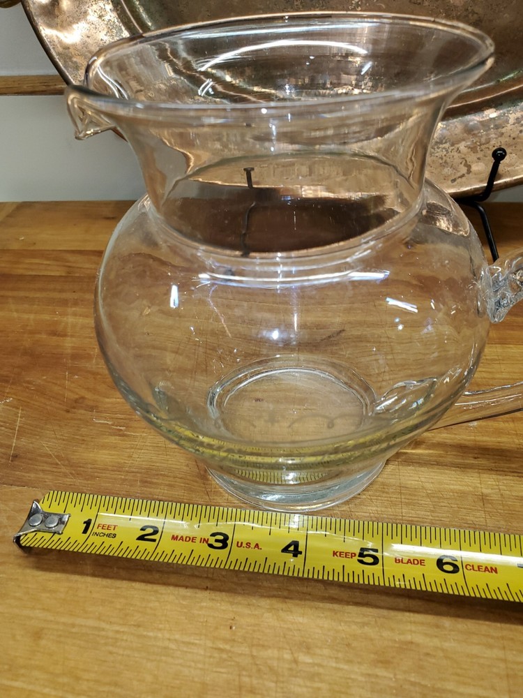 Glass Small Pitcher. Etched 'Cafe Du Paris' On Front