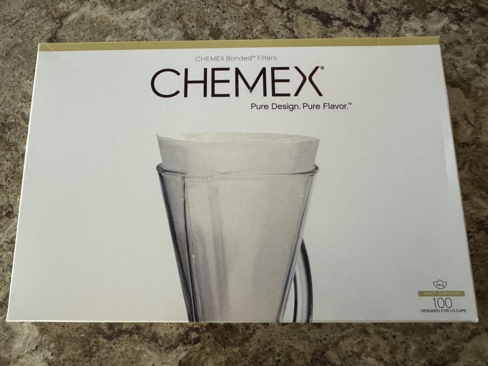 Chemex Bonded Filter - Half Moon - 100 ct - 2 Pack - Exclusive Packaging