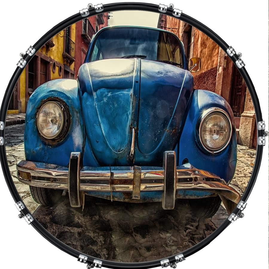 Custom 22" Kick Bass Drum Head Graphical Image Front Skin Bent Up Bug