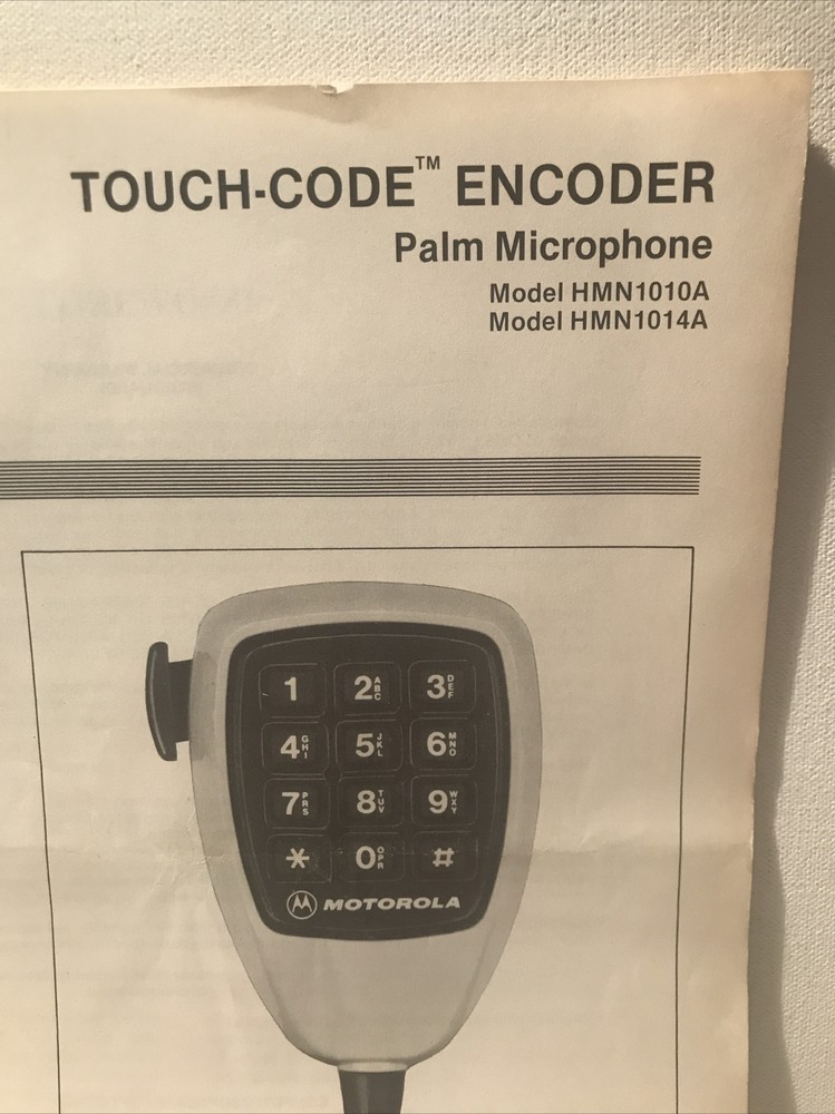 Motorola Touch-Code Encoder Palm Microphone Instruction Manual 68P81114E07-O