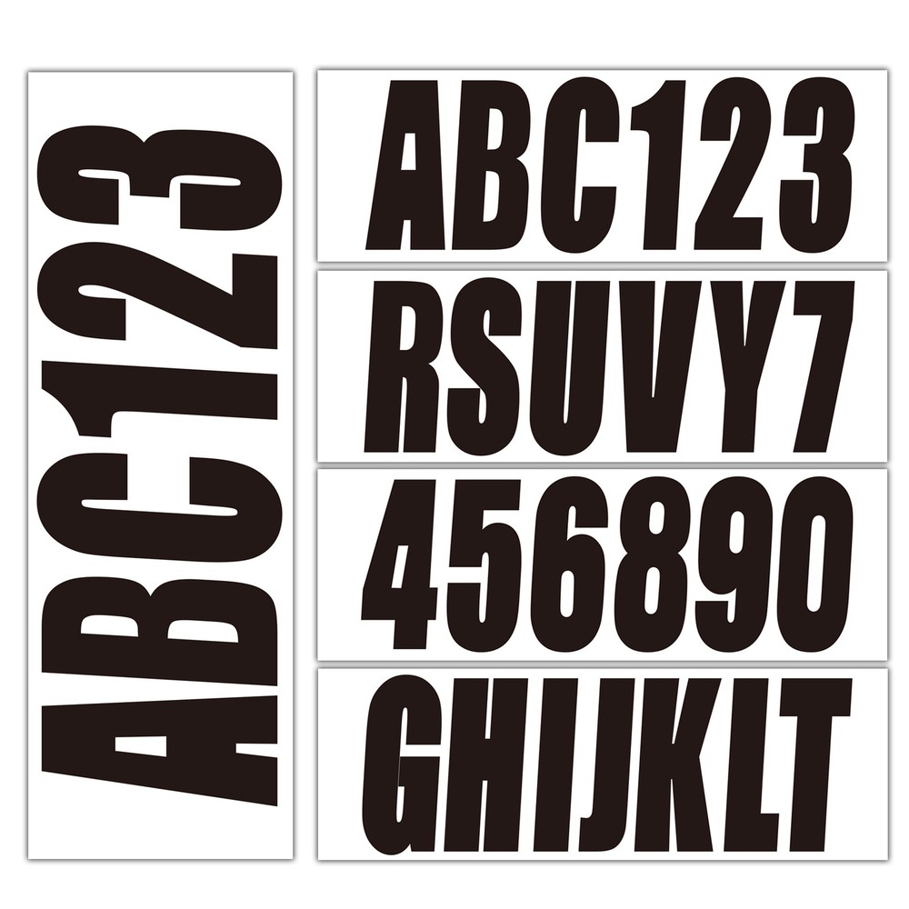Black Alpha-Numeric Registration Identification Numbers Stickers Decals Boat 3"