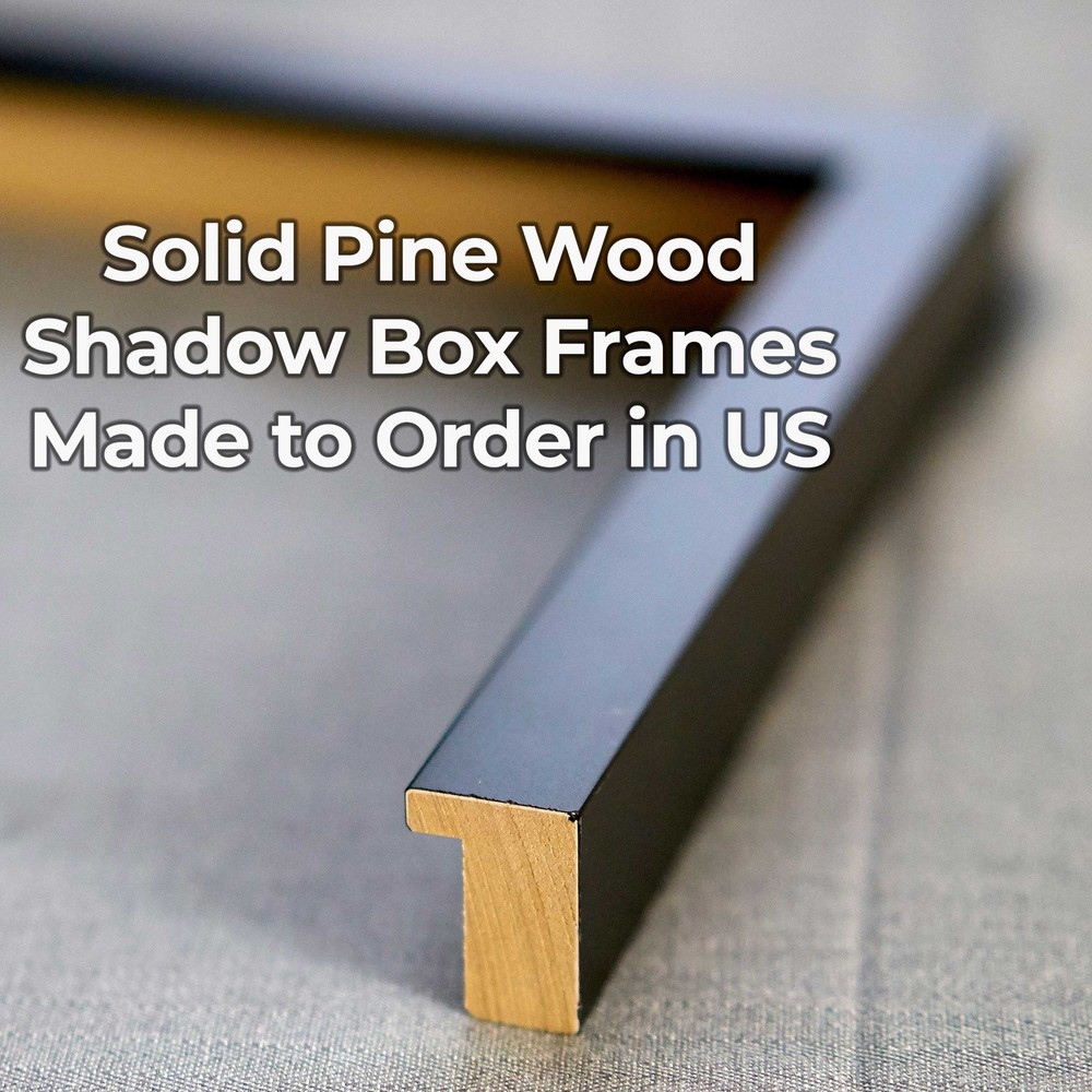 11x21 Shadow Box Frame Grey Charcoal Black | 0.875 Inches Deep | Solid Wood Shad