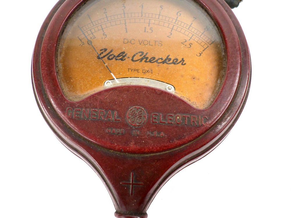 GE Volt Checker Type DX-1 (9V RANGE NOT WORKING) RARE Voltmeter Dk Red Bakelite
