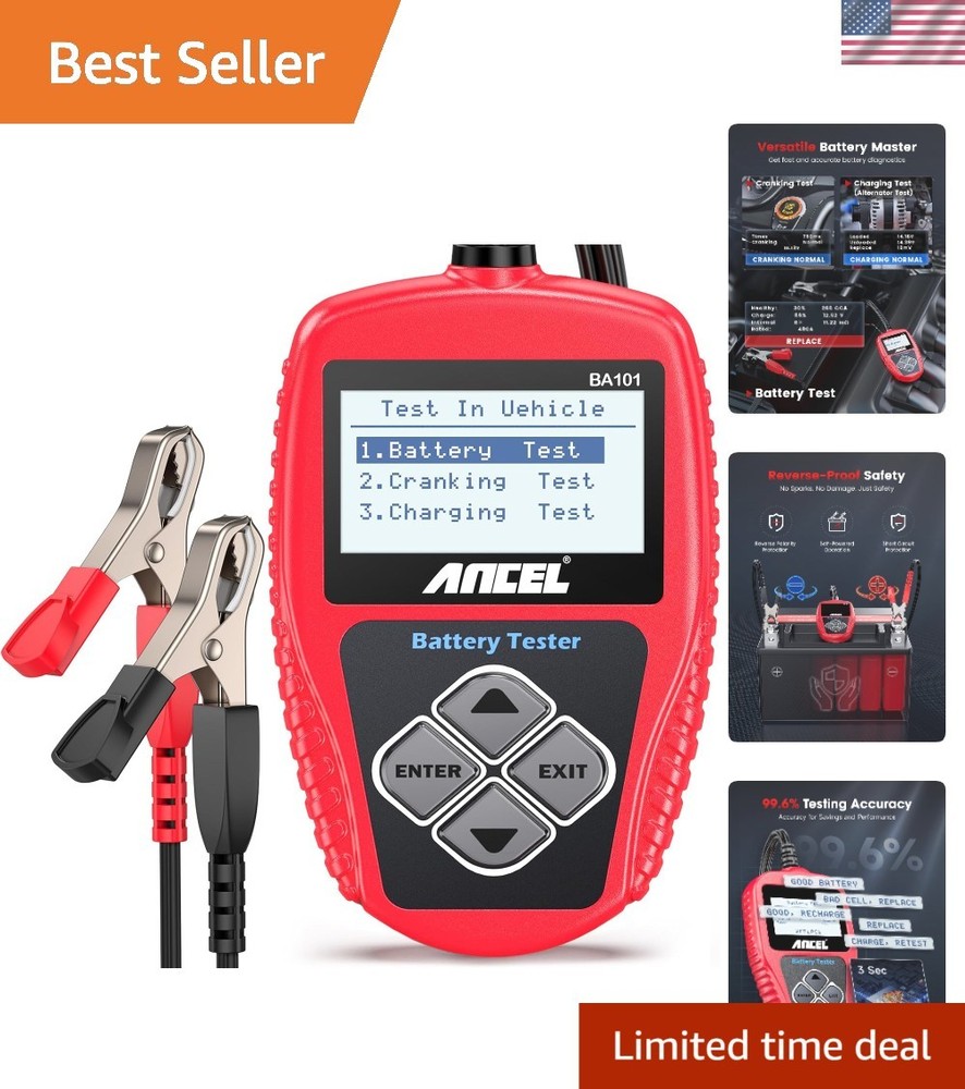 Powerful 12V Automotive Battery Tester with Multi-Language Support