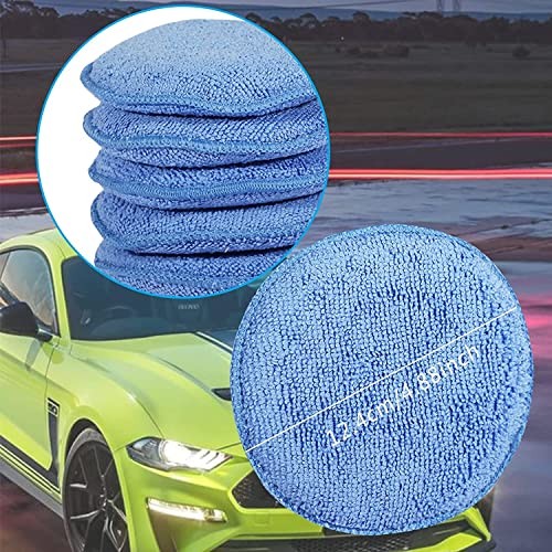 Microfiber Wax Applicator Pads, Car Wax Applicator, Buffing & Detail Blue