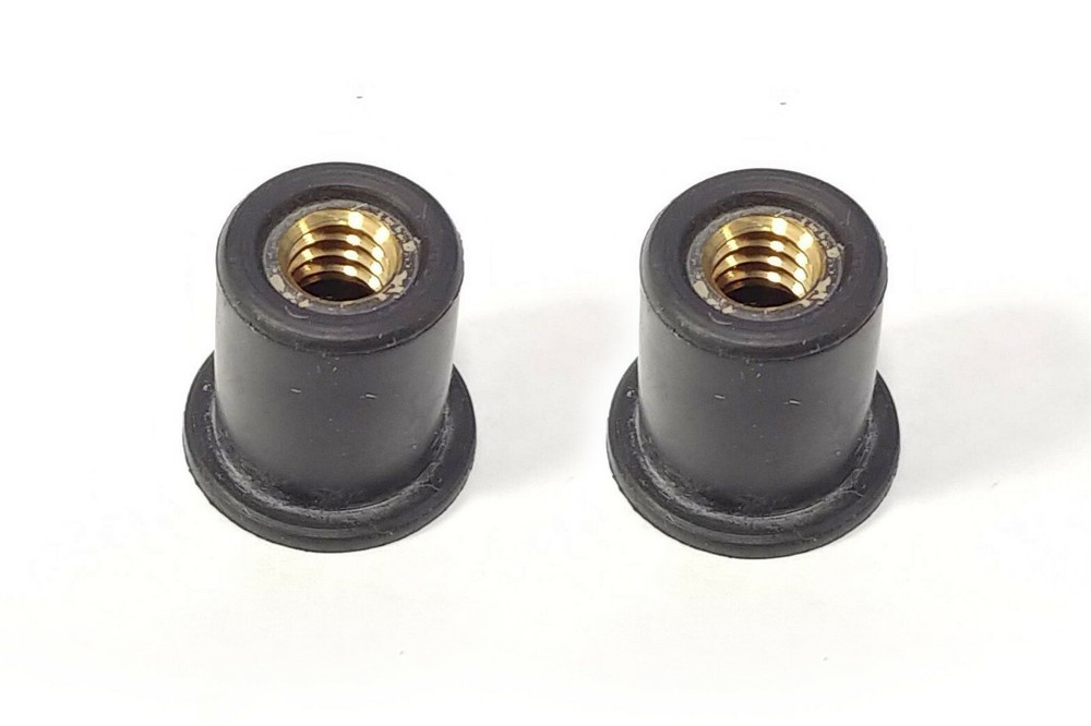 2x 1/4-20 rubber rivets threaded insert well nuts - Harley FXR