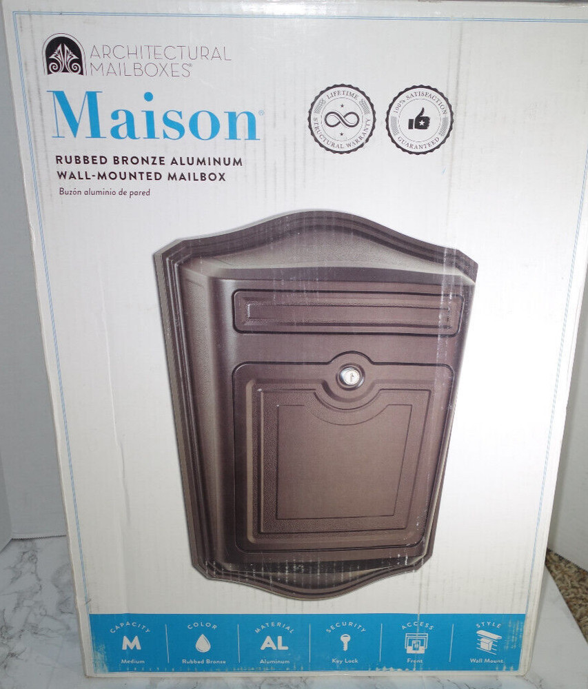ARCHITECTURAL MAILBOXES Maison Aluminum Locking Wall Mount Rubbed Bronze, Brown