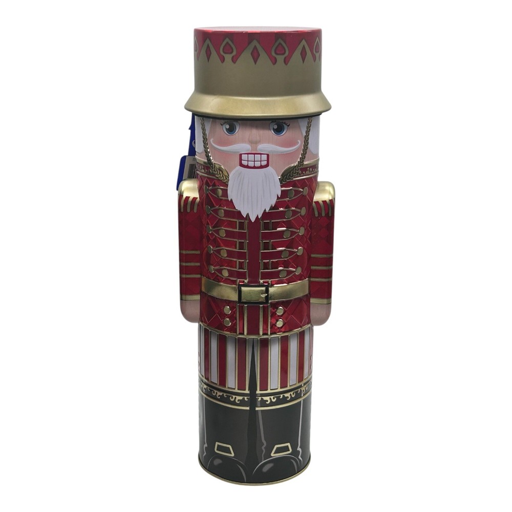 Nutcracker EMPTY Tin 12" The Silver Crane Co Red Gold White Black CLEAN