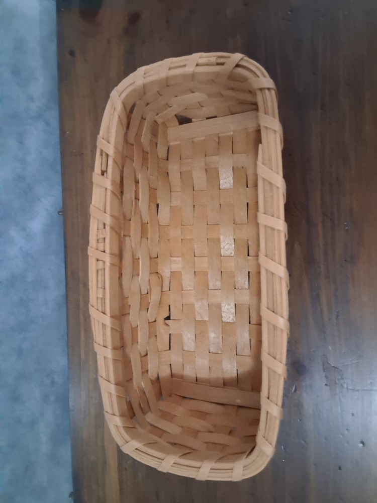 Rectangular Woven Wood Basket Small Brown Traditional Indoor