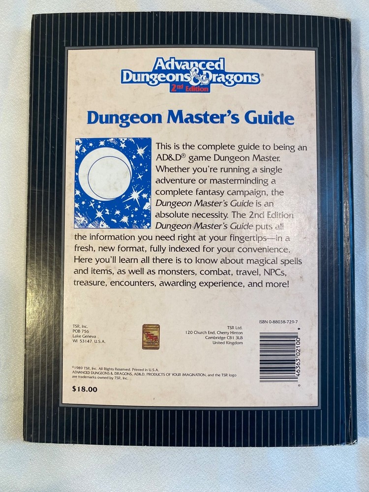 Advanced Dungeons & Dragons 2nd Edition Dungeon Master's Guide 2100