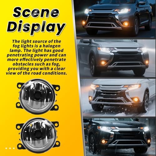 Front Pair Bumper Fog Light Assembly Compatible with 2016 2017 2018 Outlander