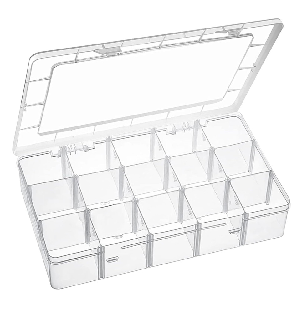 15 Large Grids Plastic Organizer Box with Dividers, Clear Compartment Container