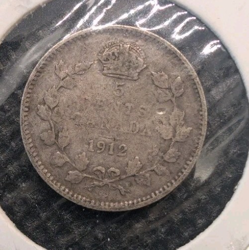 1912 Canada  Silver 5 Cents Silver Coin