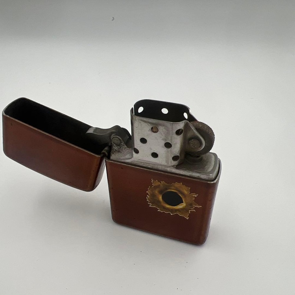 Bronze Bullet Hole Design Zippo Lighter