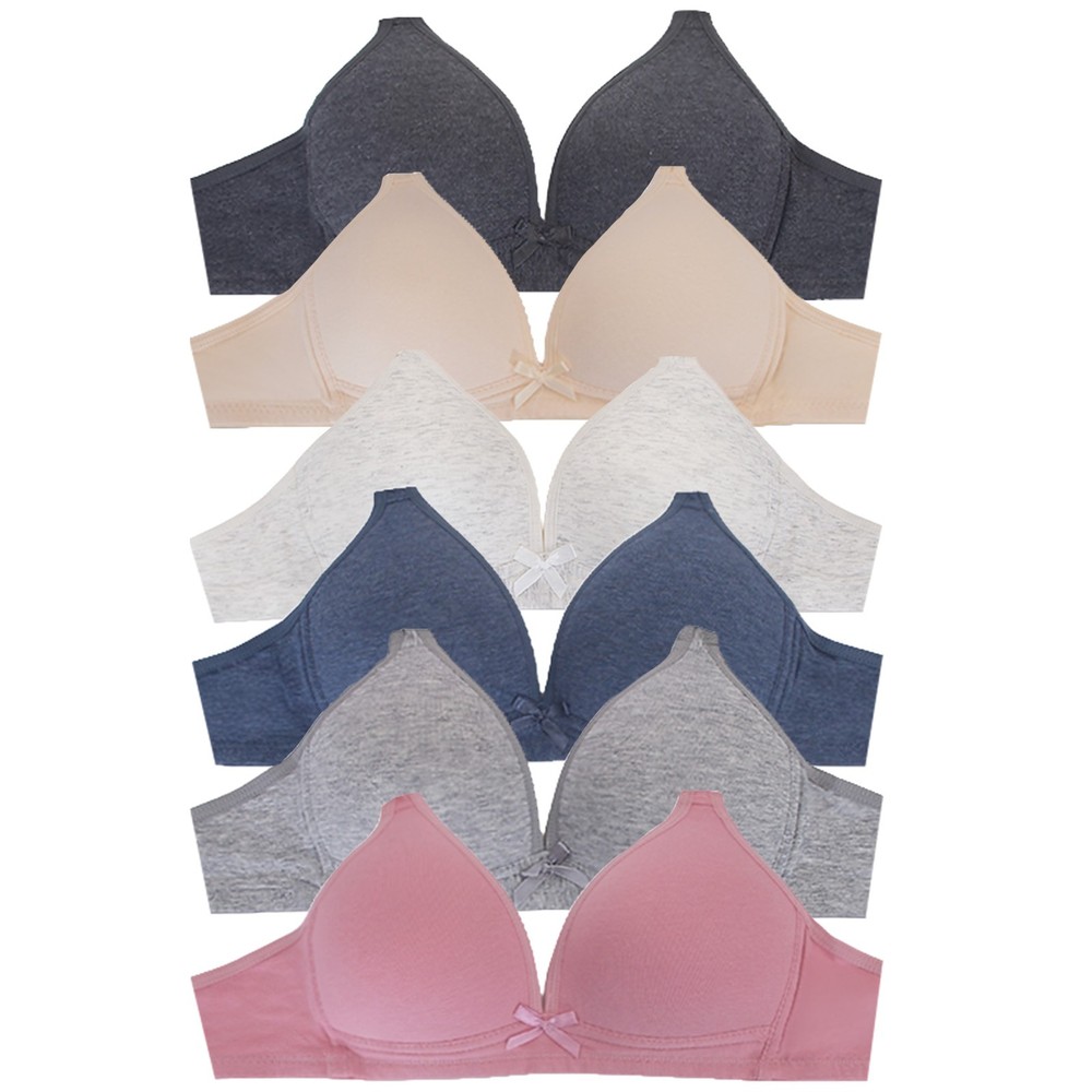 6pcs ScarvesMe Assorted Color Wireless Solid Cotton Soft Padding A Cup Bra