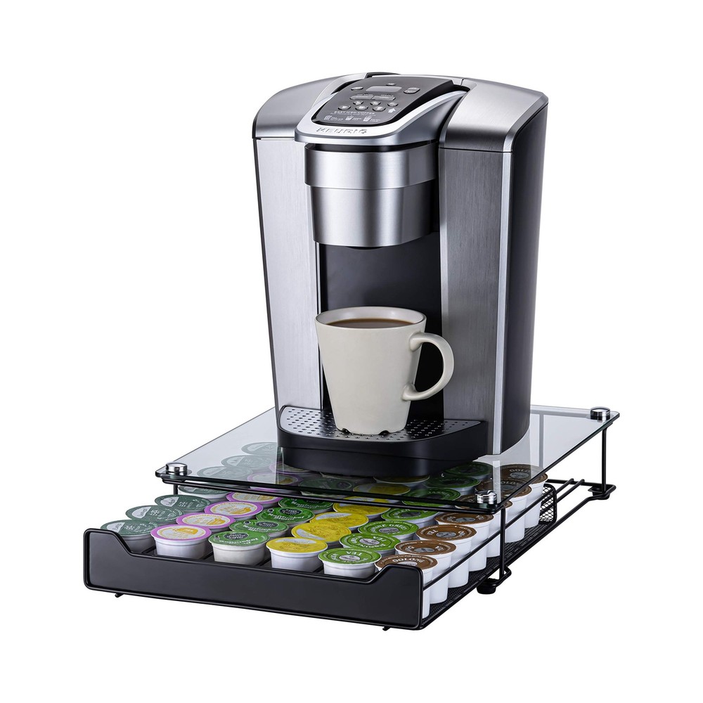 K-Cup Storage Coffee Pod Holder Glass Top Drawer Capsule Display Storage for ...