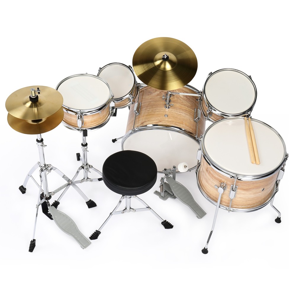 5-Piece Complete Junior Drum Set with Genuine Brass Cymbals - Advanced Beginner