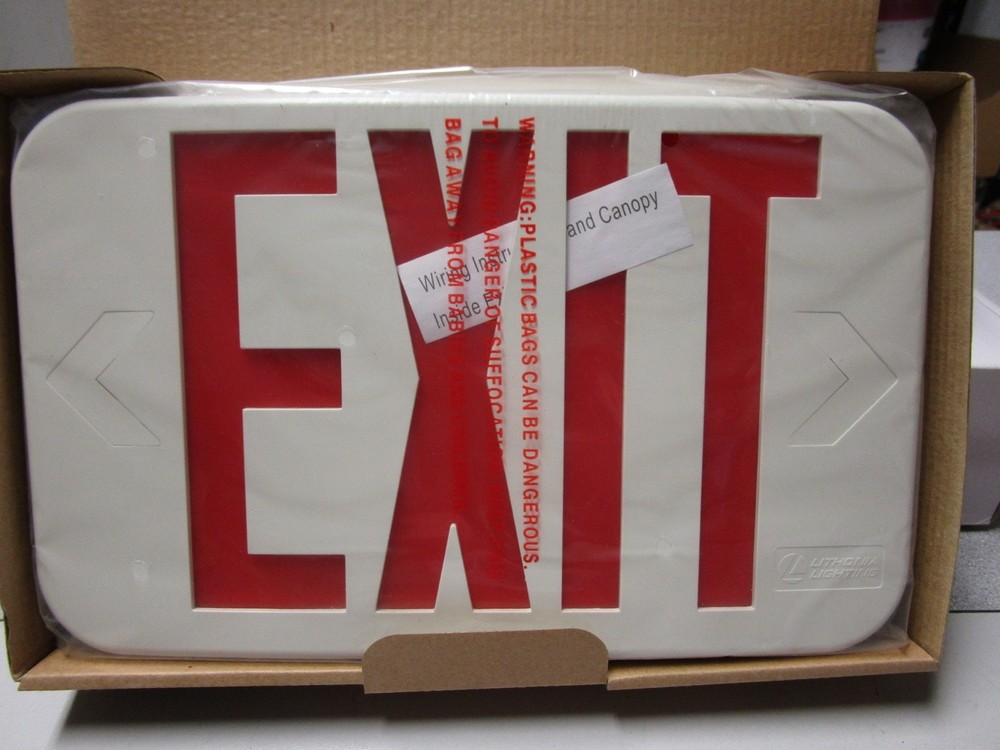 EXIT SIGN LITHONIA LIGHTING LED EXIT EMERGENCY SIGN - WHITE #EXR LED EL M6 - NEW