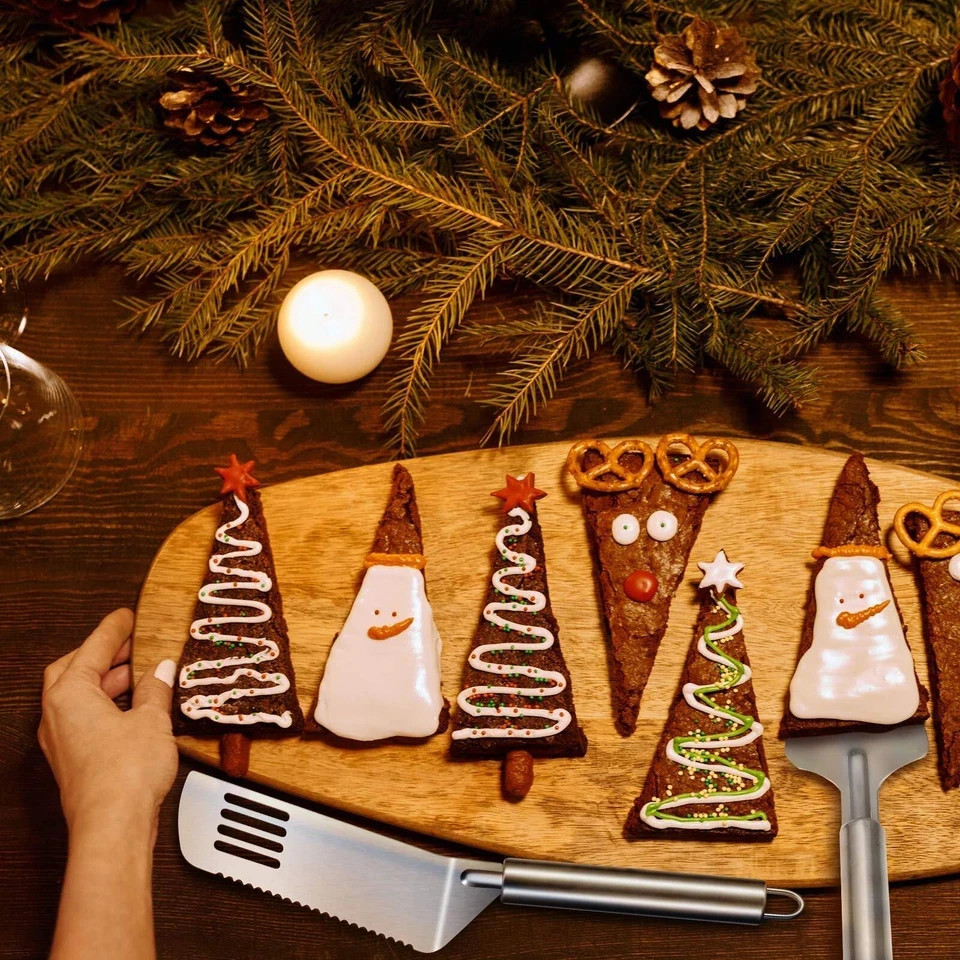 4 Pack Stainless Steel Pie Server Spatula Serrated Cake Cutter with Handle