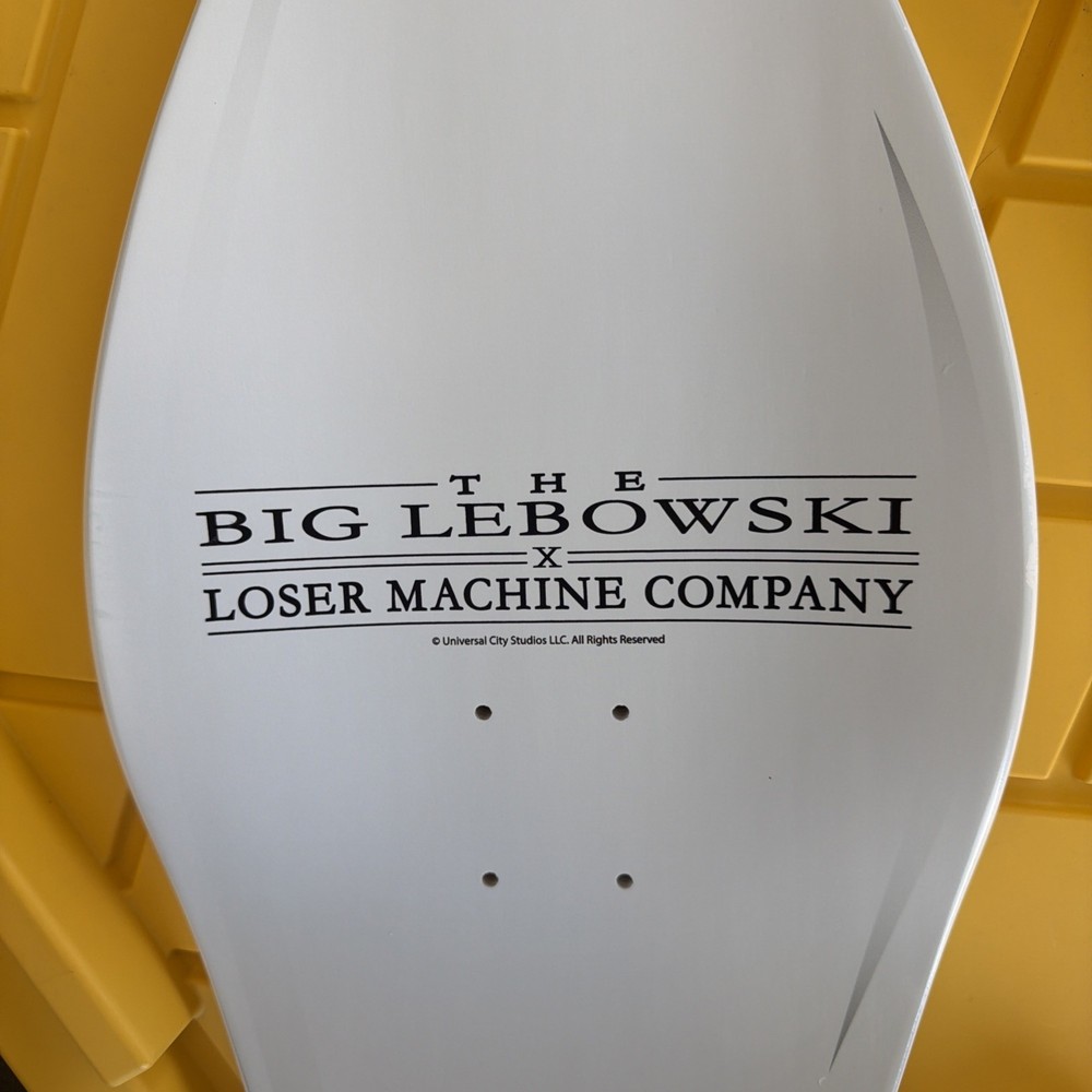 LOSER MACHINE X BIG LEBOWSKI "THROWING ROCKS" SKATEBOARD DECK BOWLING PIN SHAPE
