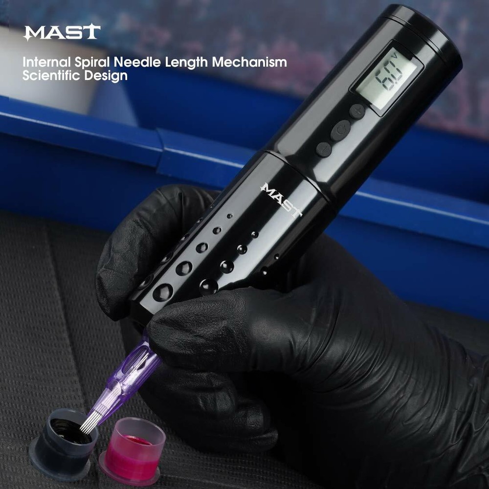Mast Lancer Wireless Rotary Tattoo Pen Machine with 2Pcs Replaceable Batteries