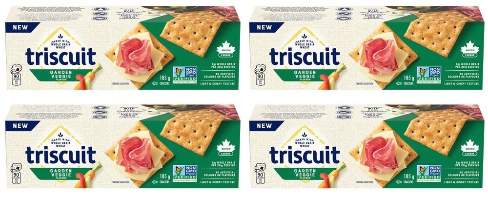 Triscuit, Garden Vegetable Crackers, Light and Crispy Texture, 185g (4 Pack)
