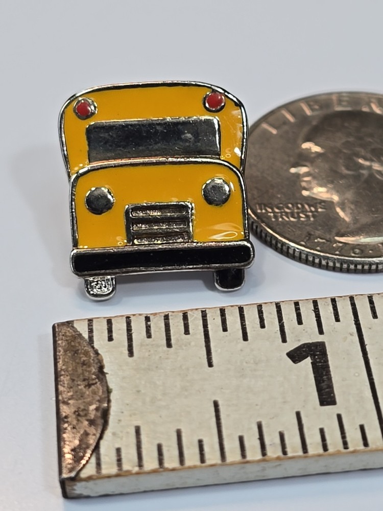 Yellow School Bus Lapel Pin Simple Stylized Design