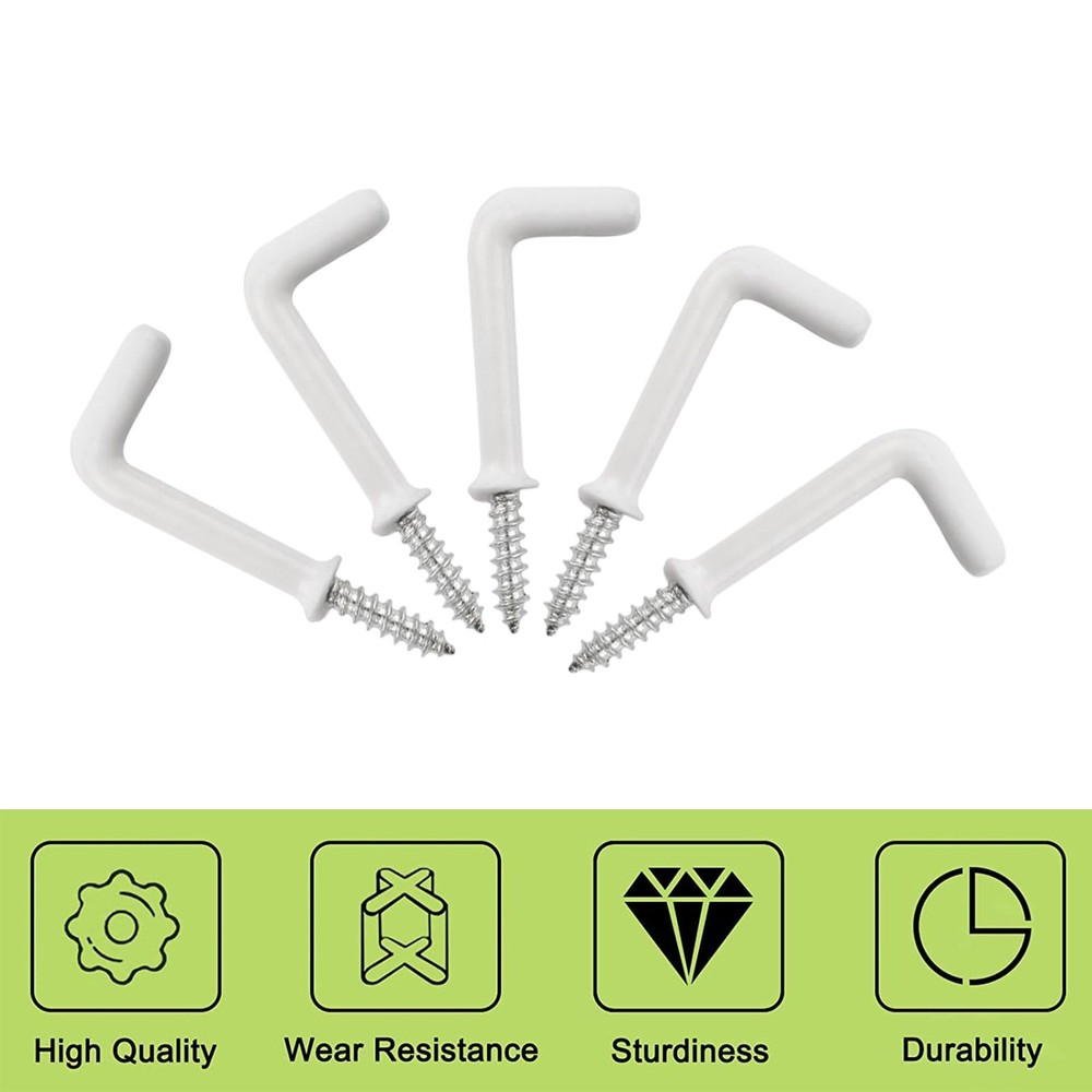 L Shaped Hooks, 80Pcs Plastic-Coated Surface Shouldered Dresser Cup Right Ang...