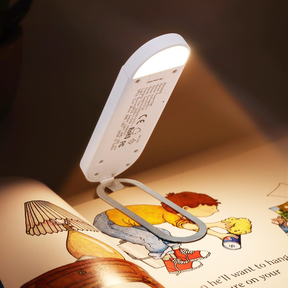 Book Light USB Rechargeable Clip on Reading Light, Eye-Cared Amber Light Mode...