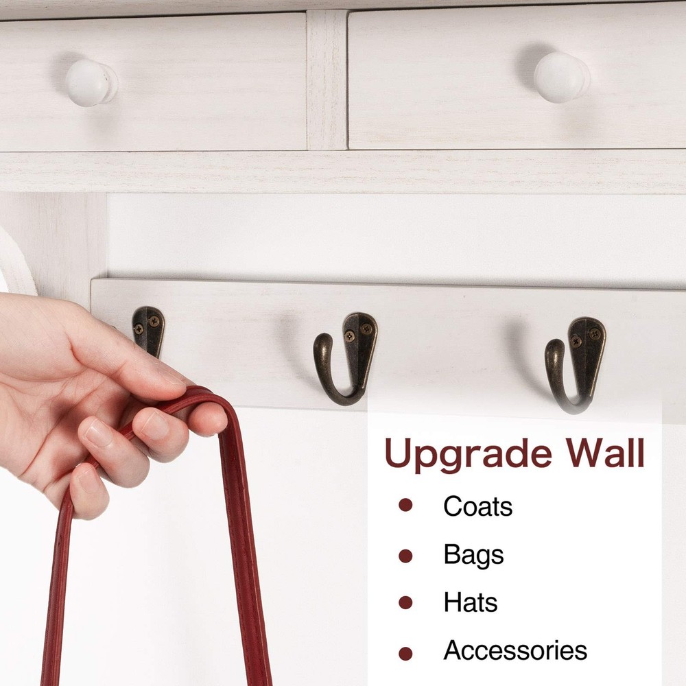 Coat Hooks Wall Mounted, Rustic Wood Coat Rack Wall Mount Shelf with Hooks, F...