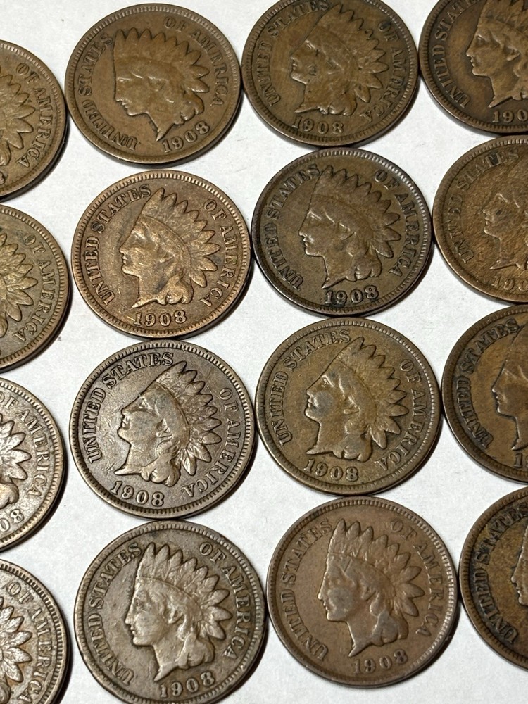 1908 INDIAN CENT ROLL Of (20)nice condition -readable Liberty-no problem coins
