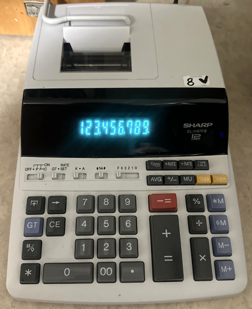 SHARP EL-1197PIII 12 Digit 2 Color Electronic Calculator Printing Adding Machine