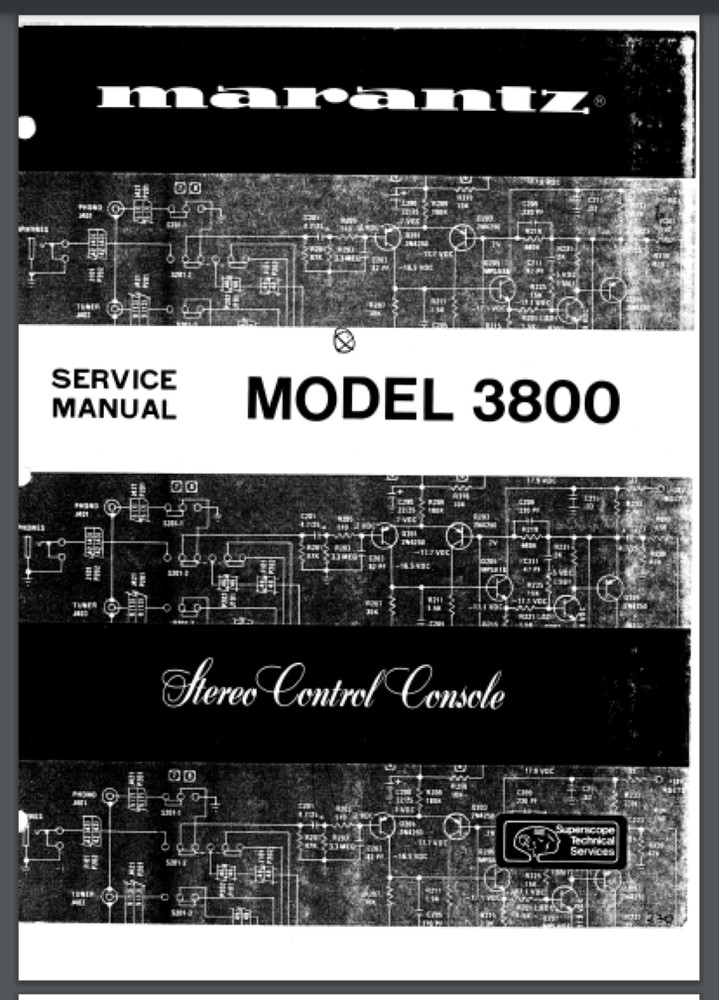 Marantz 3800 Stereo Control Console Service manual 49 pages comb bound