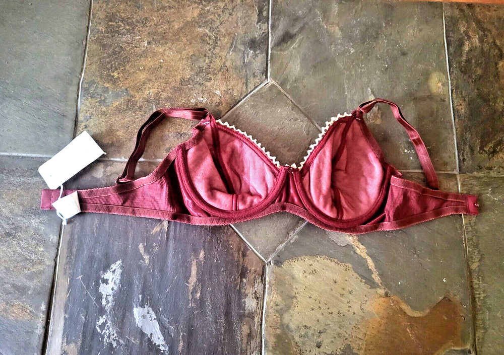 34B Rene Rofe Lightly Lined Plunge Underwire Cotton Bra
