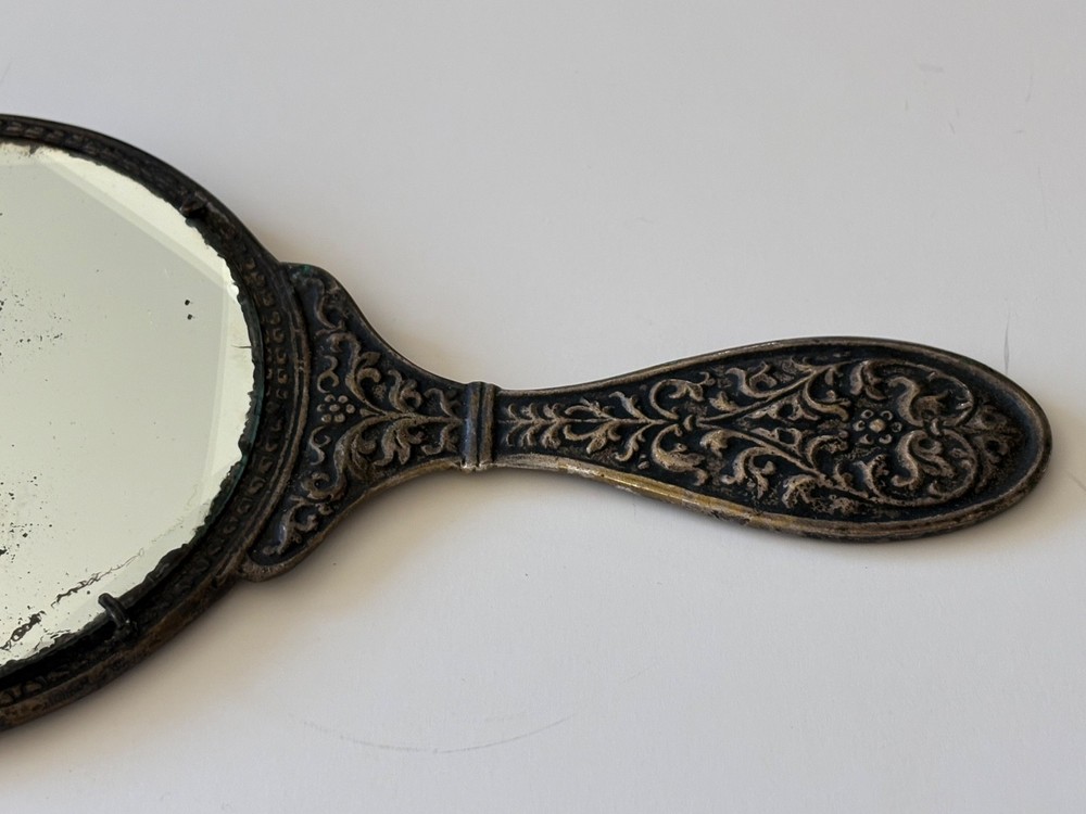 Vintage (Antique?) hand mirror with Double Headed Eagle & Crown 9"