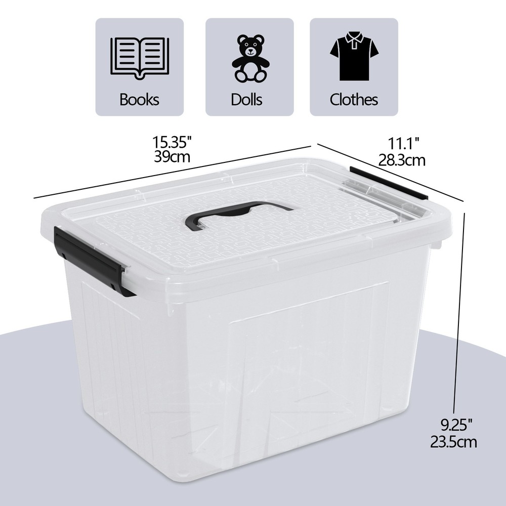 Knifefish 4-Pack Clear Plastic Storage Containers, 18L Medium Bins