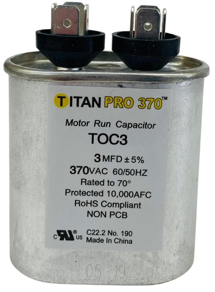 Packard Run Capacitor | Oval | 3 MFD | 370 Volt | POC3‑1 / TOC3 (3‑370)