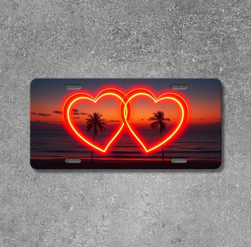 Romantic Love Hearts Artwork Custom Text License Plate Editable Anniversary Gift