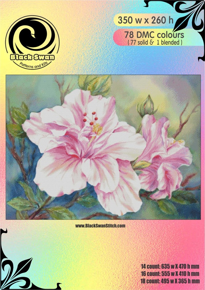 Hibiscus 1355 Chart Counted Cross Stitch Pattern Needlework