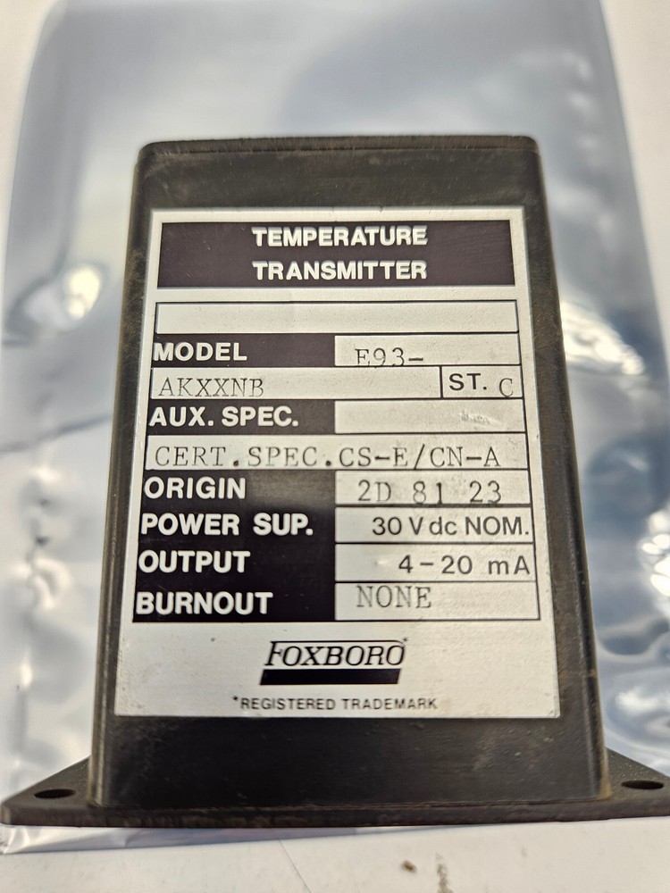 Foxboro Model E93-AKXXNB Type K/68 Temperature Sensor