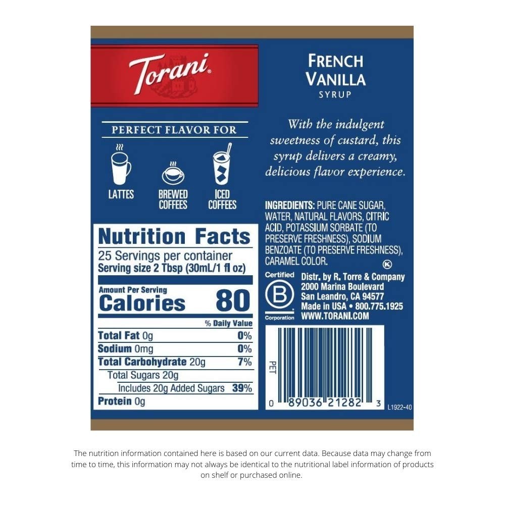 Authentic French Vanilla Flavored Syrup Quartet
