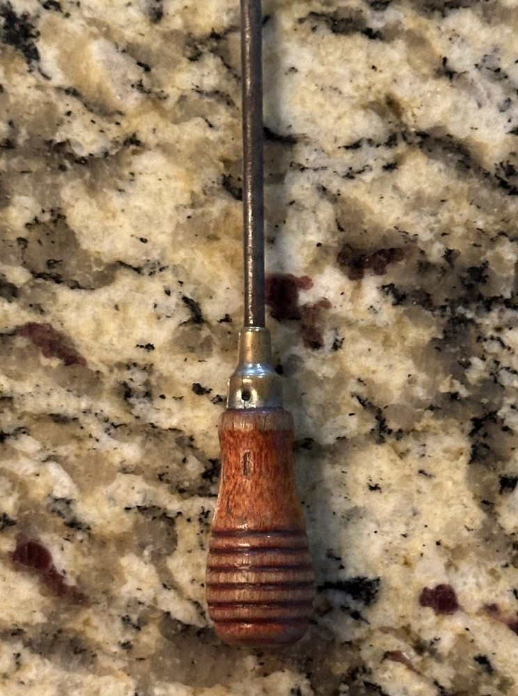 Small Old Screw Driver Wood Handle 4.75" Flat Head