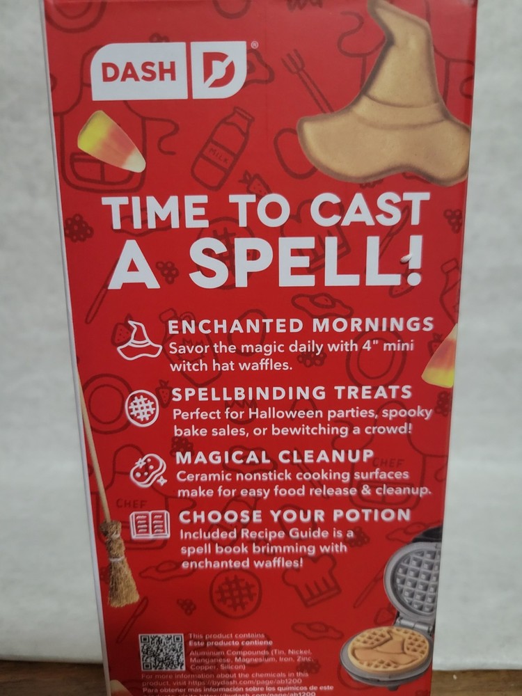 Dash Ready To Decorate Witch Hat Mini Waffle Maker New