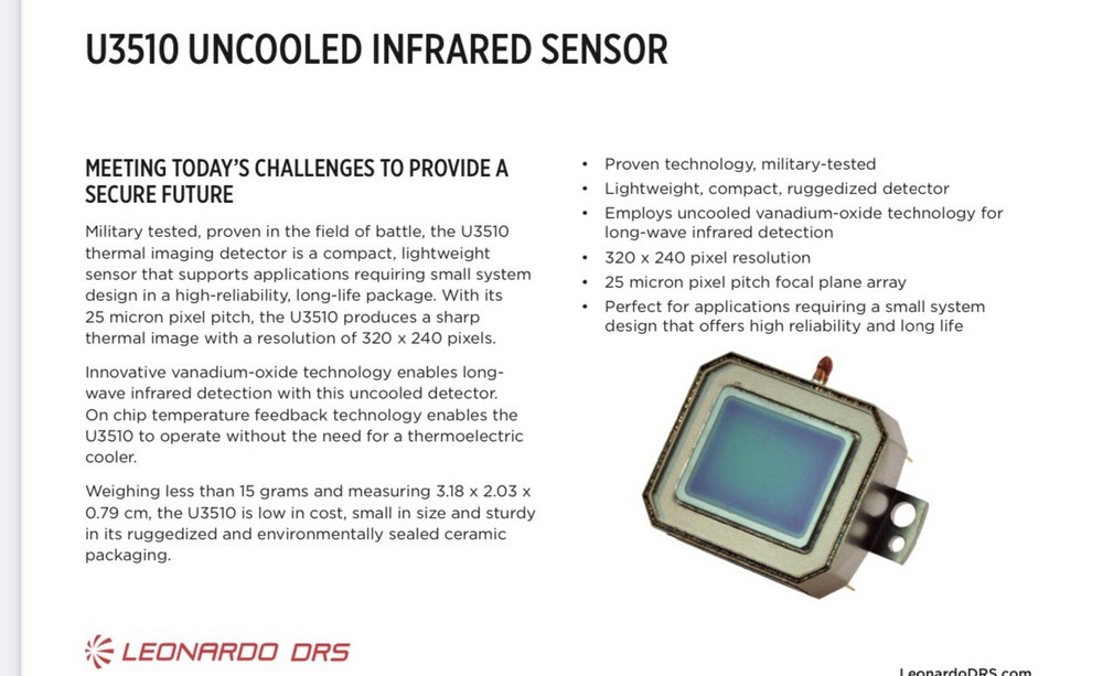 U3510 UNCOOLED INFRARED SENSORFOCAL PLANE ARRAY LEONARDO DRS THERMAL IMAGER