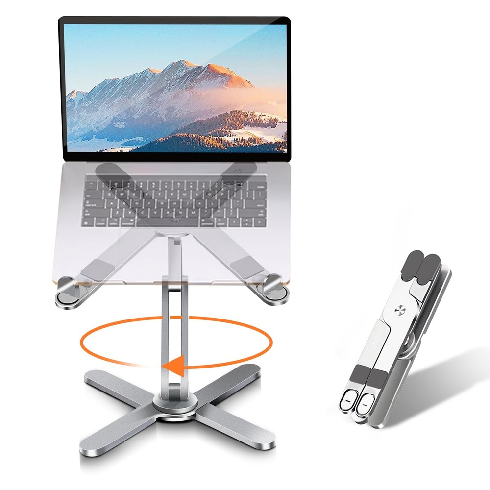 Moallia Laptop Stand with 360 Rotating Base, Computer Notebook Silver