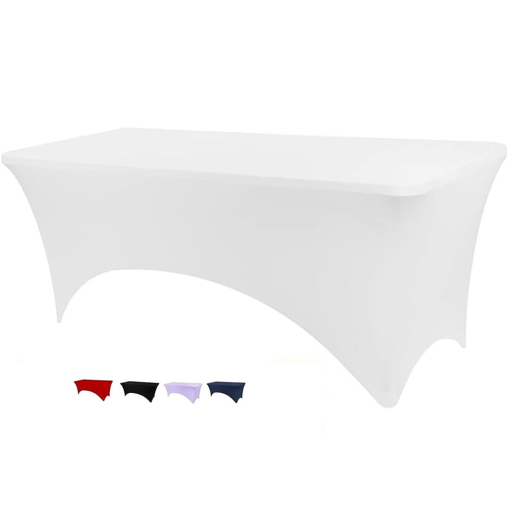 2PCS Spandex Fitted Tablecloth Rectangular Stretch Table Cover for Wedding Party
