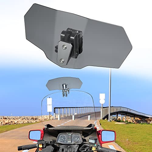 Gray Lens Motorcycle Windshield, Adjustable Clip Windscreen Deflector